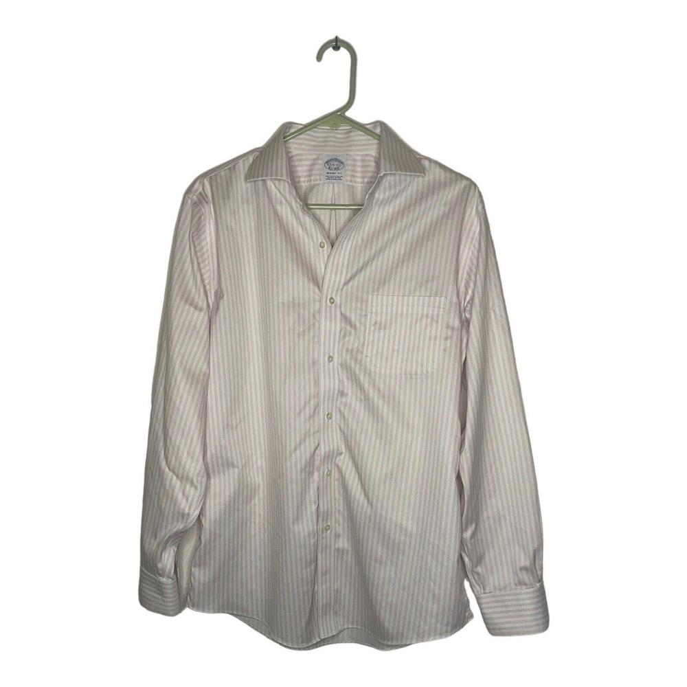 Brooks Brothers Regent Fit 15 1/2 - 33 Large Pink Pinstripe Long Sleeve Shirt
